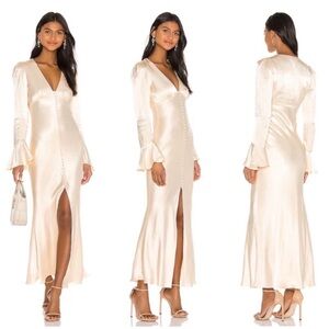 Shona Joy | Dresses | Shona Joy La Lune Frill Cuff Bias Midi Dress Nwt Sz 8  Plunge Neckline | Poshmark